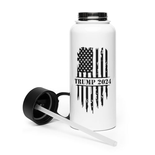 Stainless steel water bottle with a straw lid